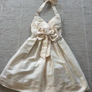 Charlotte Russe Ivory Halter Mini Dress with Front Bow